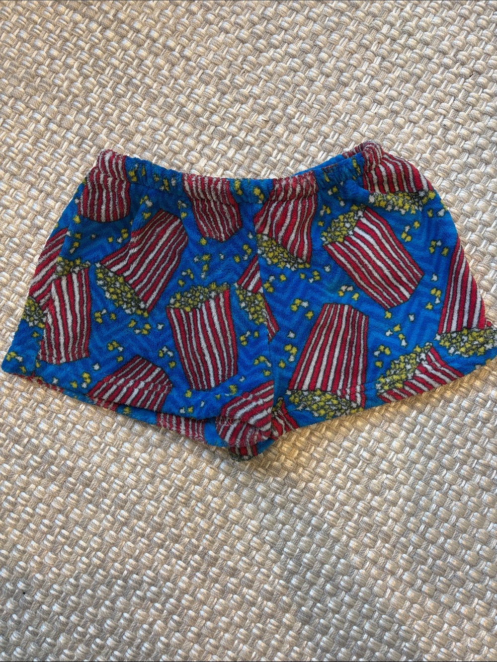 Kids Blue Popcorn-Print Bike Shorts